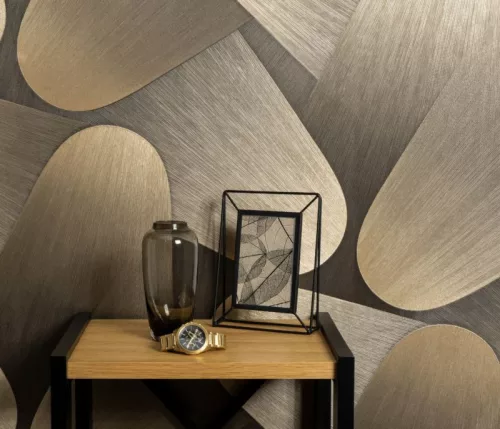 Erismann  Elysium vinyl, vlies anyagú, szürke, arany színű, 3d, geometriai, Modern tapéta