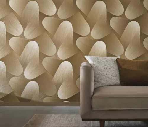 Erismann  Elysium vinyl, vlies anyagú, barna, arany, fémes színű, 3d, geometriai, Modern tapéta
