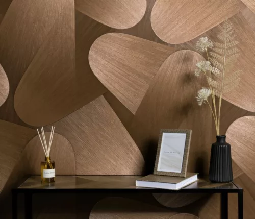Erismann  Elysium vinyl, vlies anyagú, barna, bronz, fémes színű, 3d, geometriai, Modern tapéta
