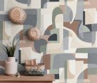 Erismann Gentle vlies, vinyl anyagú beige, szürke, barna, zöld színű geometriai Modern tapéta