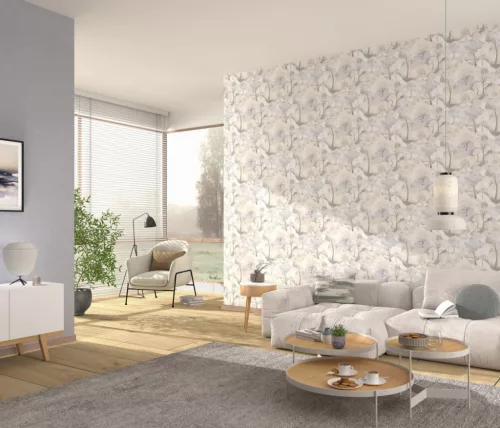 Erismann Gentle vlies, vinyl anyagú beige, szürke színű fás Modern tapéta