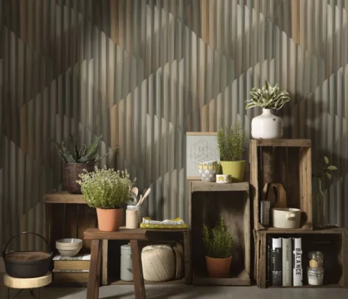 Erismann  Elysium vinyl, vlies anyagú, szürke, beige, arany, fémes színű, geometriai, Modern tapéta