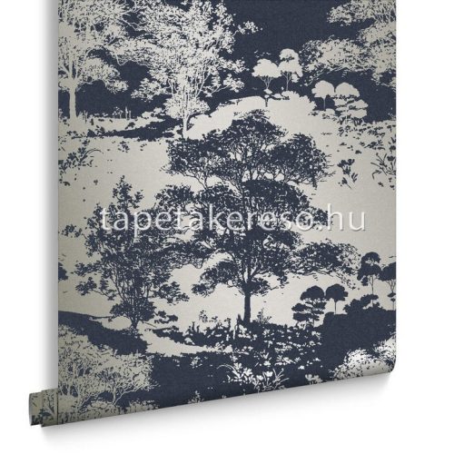 Graham & Brown Silhouette vlies anyagú kék, ezüst színű fás modern tapéta