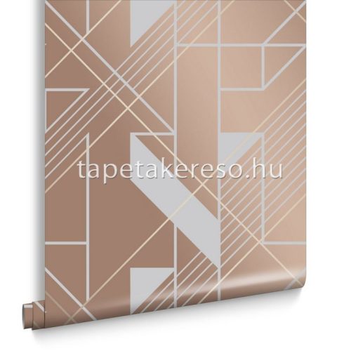 Graham & Brown Balance vlies anyagú szürke, rosegold színű geometriai modern tapéta
