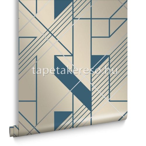 Graham & Brown Balance vlies anyagú kék, fehér, arany színű geometriai modern tapéta