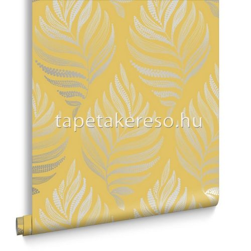 Graham & Brown Floriculture vlies anyagú sárga, ezüst, gyöngyház színű leveles modern tapéta