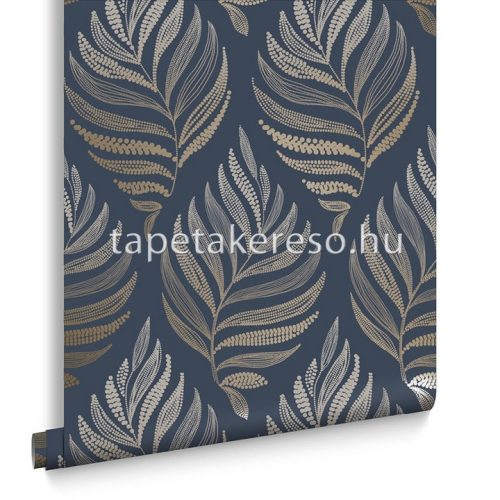 Graham & Brown Floriculture vlies anyagú kék, arany, ezüst színű leveles modern tapéta