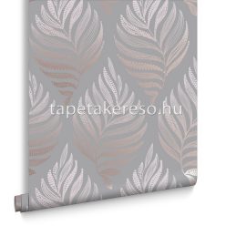   Graham & Brown Floriculture vlies anyagú szürke, rosegold, bronz színű leveles modern tapéta