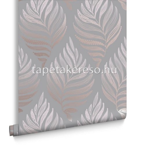 Graham & Brown Floriculture vlies anyagú szürke, rosegold, bronz színű leveles modern tapéta