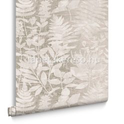   Graham & Brown Floriculture vlies anyagú beige, fehér, gyöngyház színű leveles modern tapéta