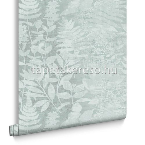 Graham & Brown Floriculture vlies anyagú türkiz, ezüst színű leveles modern tapéta