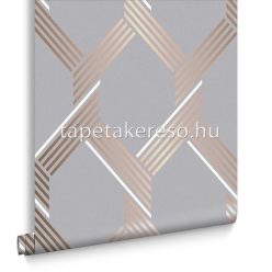   Graham & Brown Balance vlies anyagú szürke, fehér, rosegold színű geometriai modern tapéta