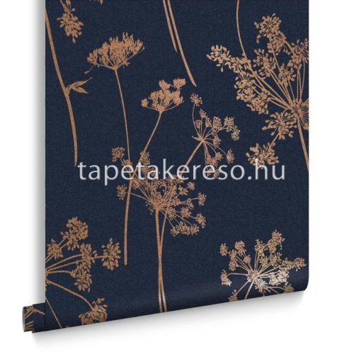 Graham & Brown Silhouette vlies anyagú kék, bronz színű virágos modern tapéta