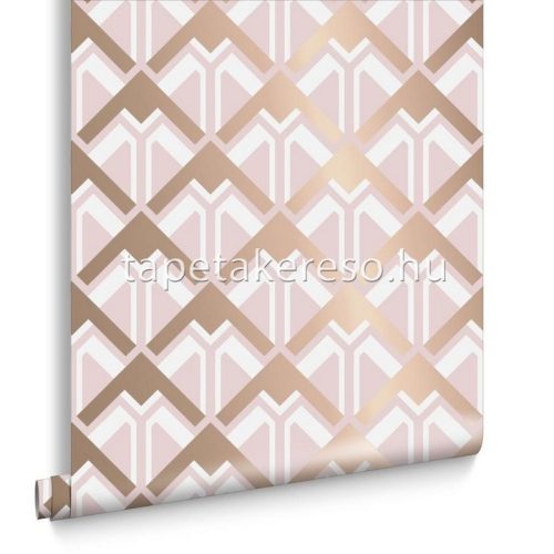 Graham & Brown Balance vlies anyagú rózsaszín, fehér, rosegold színű geometriai modern tapéta