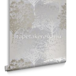  Graham & Brown Floriculture vlies anyagú szürke, ezüst, rosegold színű fás modern tapéta