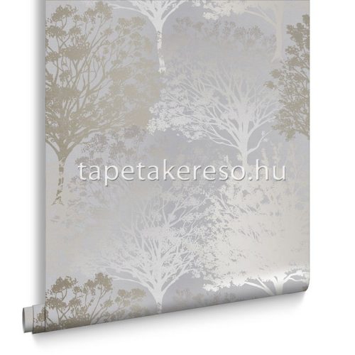 Graham & Brown Floriculture vlies anyagú szürke, ezüst, rosegold színű fás modern tapéta