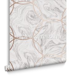   Graham & Brown Balance vlies anyagú fekete, fehér, rosegold színű márványos, körös modern tapéta