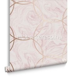   Graham & Brown Balance vlies anyagú rózsaszín, rosegold színű márványos, körös modern tapéta