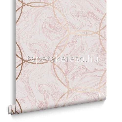 Graham & Brown Balance vlies anyagú rózsaszín, rosegold színű márványos, körös modern tapéta