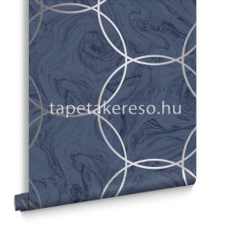   Graham & Brown Balance vlies anyagú kék, arany színű márványos, körös modern tapéta