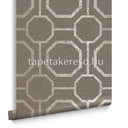 Graham & Brown Imperial vlies anyagú barna, ezüst, gyöngyház színű geometriai klasszikus tapéta