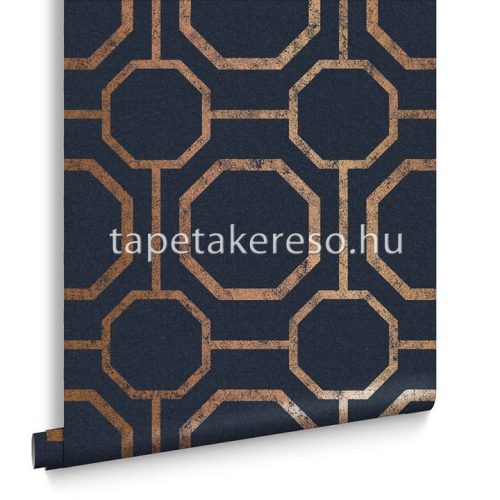 Graham & Brown Imperial vlies anyagú kék, arany színű geometriai klasszikus tapéta