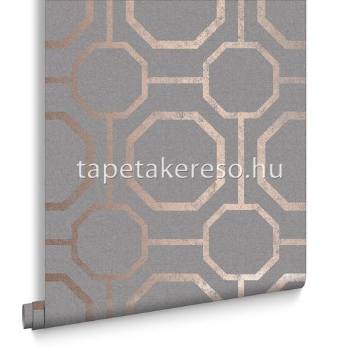 Graham & Brown Imperial vlies anyagú szürke, rosegold színű geometriai klasszikus tapéta