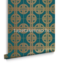   Graham & Brown Imperial vlies anyagú türkiz, bronz színű geometriai klasszikus tapéta