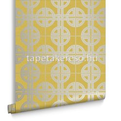   Graham & Brown Imperial vlies anyagú mustársárga, ezüst színű geometriai klasszikus tapéta