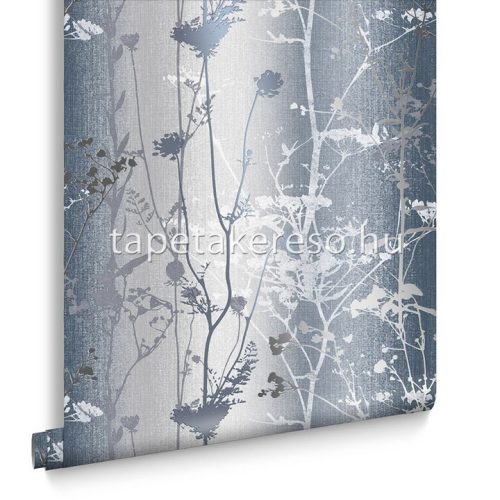 Graham & Brown Floriculture vlies anyagú szürke, ezüst, kék színű növényes modern tapéta