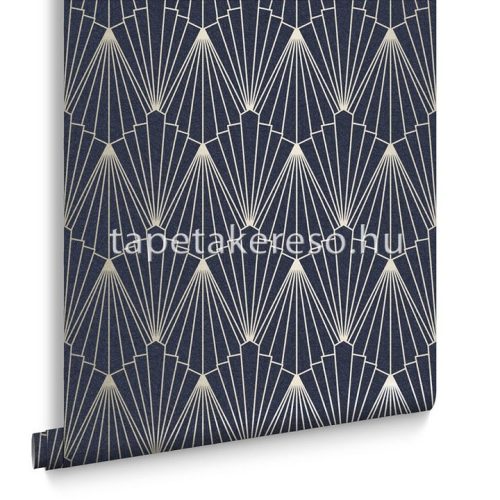 Graham & Brown Established vlies anyagú kék, ezüst színű art deco klasszikus tapéta