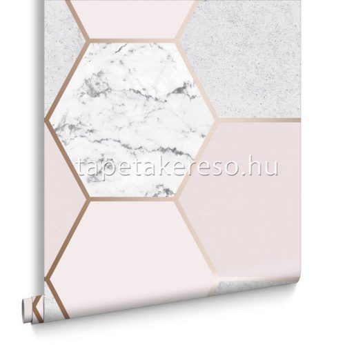Graham & Brown Balance vlies anyagú rózsaszín, fehér, rosegold, szürke színű geometriai modern tapéta