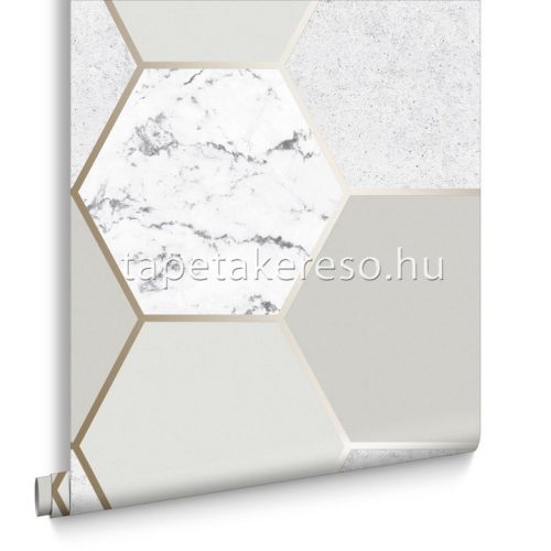 Graham & Brown Balance vlies anyagú szürke, fehér, beige, arany színű geometriai modern tapéta