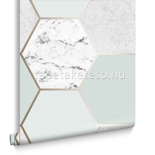 Graham & Brown Balance vlies anyagú szürke, arany, türkiz színű geometriai modern tapéta