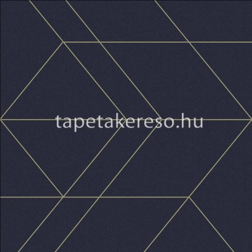 Graham Oblique vlies anyagú kék, arany színű vonalas, geometriai modern tapéta