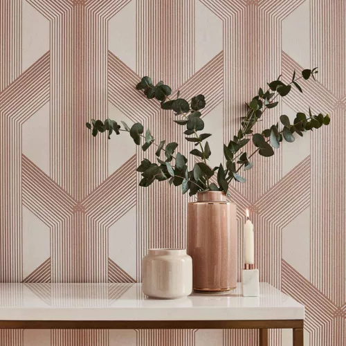 Graham Oblique vlies anyagú fehér, rosegold színű geometriai modern tapéta