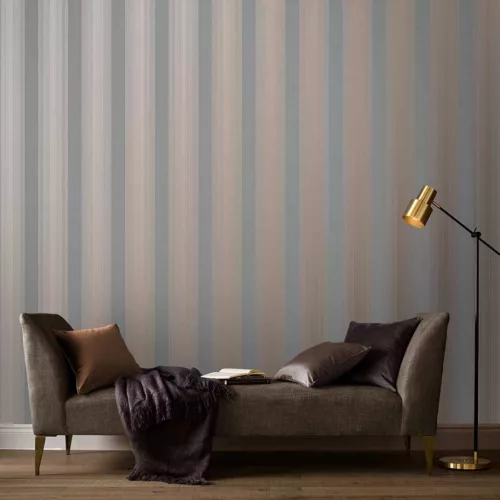 Graham Oblique vlies anyagú szürke, rosegold színű csíkos modern tapéta