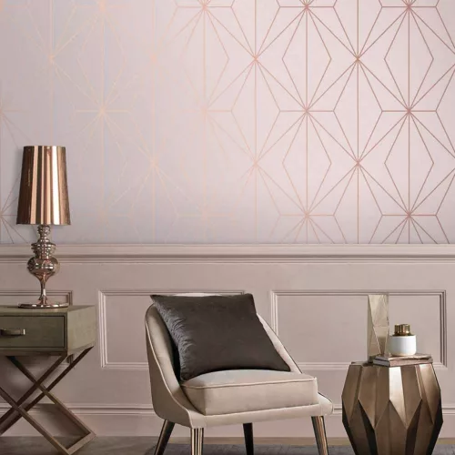 Graham Oblique vlies anyagú rózsaszín, rosegold színű geometriai modern tapéta