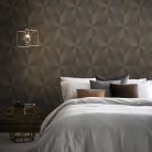 Graham Oblique vlies anyagú fekete, mályva, rosegold színű geometriai modern tapéta