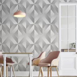  Graham Oblique vlies anyagú szürke, ezüst színű geometriai modern tapéta