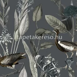   Graham & Brown Genesis vlies anyagú szürke, kék, barna színű növényes, madaras modern tapéta