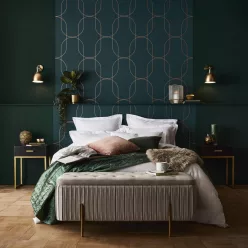   Graham & Brown Pioneer vlies anyagú zöld, bronz színű geometriai modern tapéta