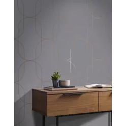   Graham & Brown Pioneer vlies anyagú szürke, bronz színű geometriai modern tapéta
