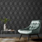 Graham & Brown Pioneer vlies anyagú fekete, szürke színű geometriai modern tapéta