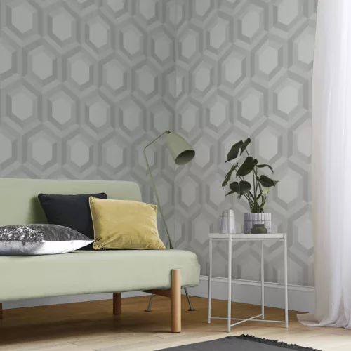 Graham & Brown Pioneer vlies anyagú fehér, szürke színű geometriai modern tapéta