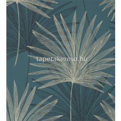   Harlequin Mirador vlies anyagú kék, fekete, beige, gyöngyház színű leveles modern tapéta