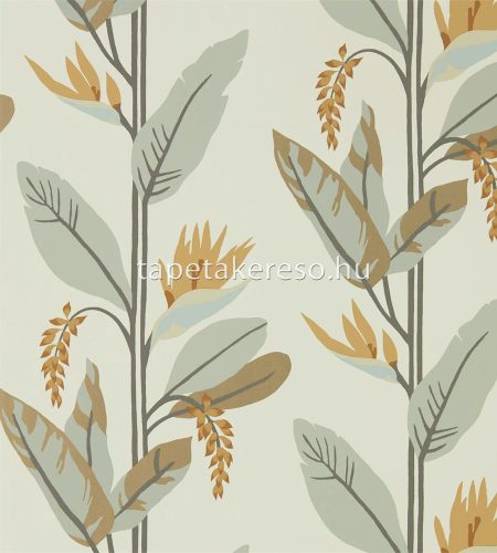 Harlequin Mirador vlies anyagú fehér, szürke, kék, barna, arany színű növényes modern tapéta