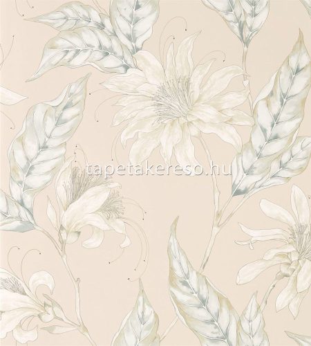 Harlequin Mirador vlies anyagú beige, fehér, türkiz, gyöngyház színű virágos modern tapéta