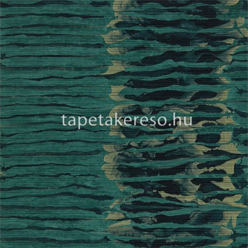 Harlequin Anthology 7 papír, vinyl anyagú zöld, kék, arany színű csíkos, hullámos, foltos modern tapéta