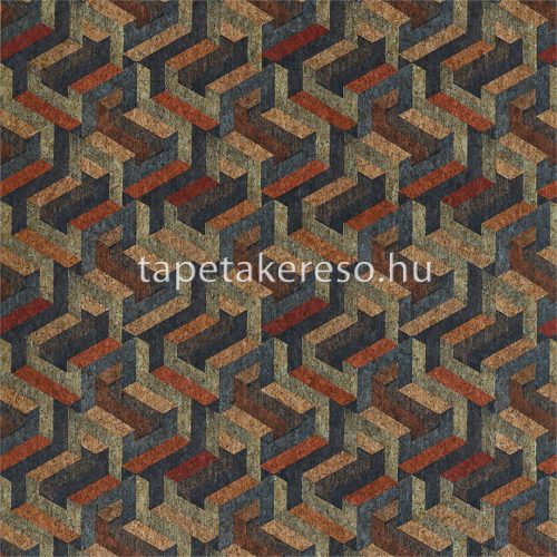 Harlequin Anthology 7 vlies anyagú terrakotta, kék, barna, zöld színű 3d, geometriai modern tapéta